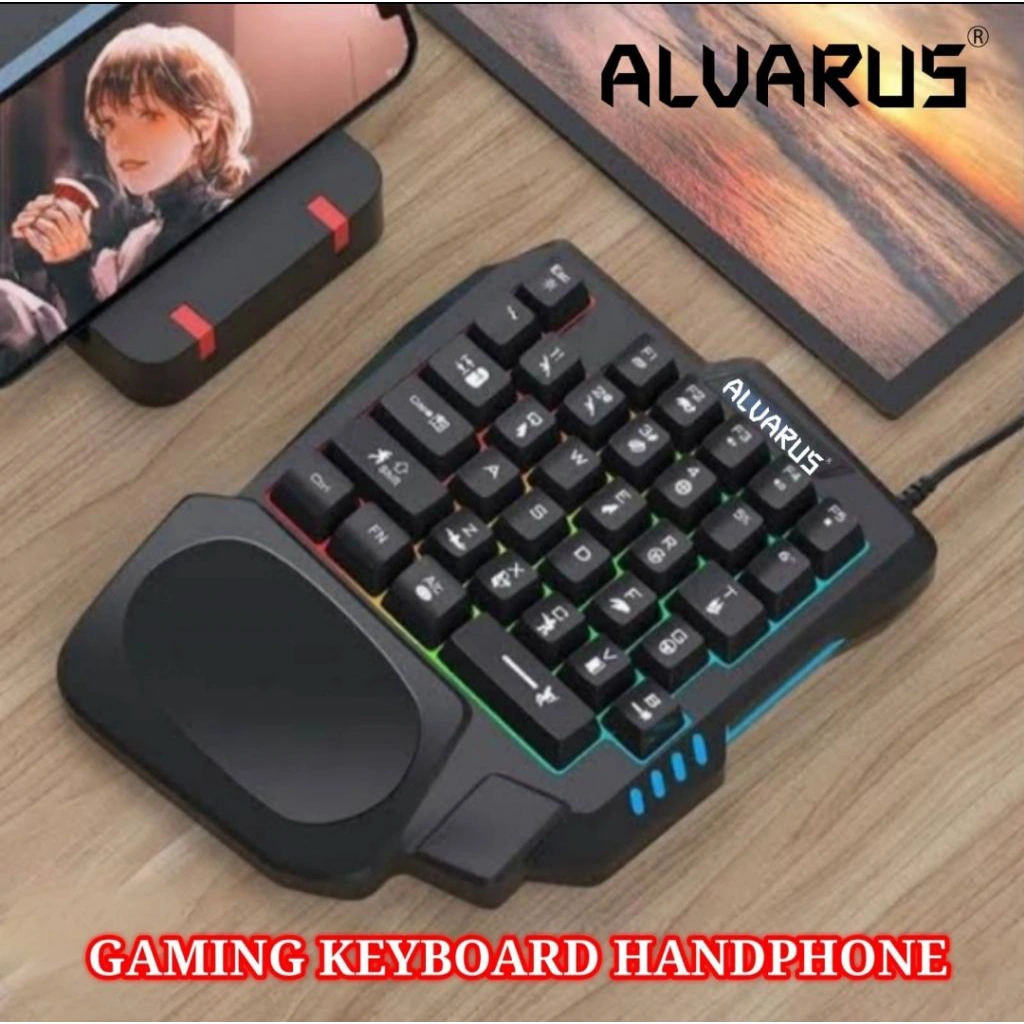 Keyboard one Hand ALVARUS WiRed Gaming Keyad with LED Backlight 39 Keys One-Handed Membrane Gaming Keyboard, Keyboard Gaming Handphone, Keyboard Gaming SATU TANGAN Multimedia multifungsi ALVARUS ORIGINAL PRODUCT GARANSI RESMI