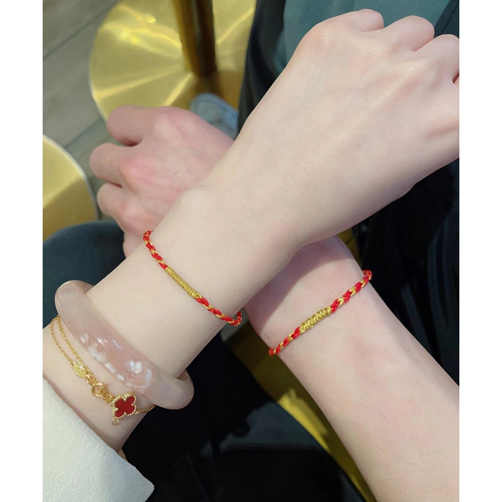 Gelang Tangan Tali Merah Gelang Keberuntungan Kombinasi gold Tahan Air Ag12 Next Fashion