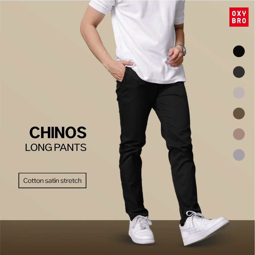 OXYBRO - Chinos Panjang | Celana Panjang Pria - Celana Chinos Panjang Casual - Celana Slim Fit Pria
