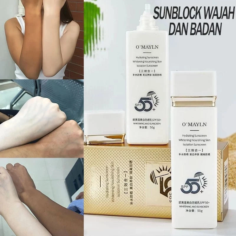 sunblock Tabir Surya wajah Krim tabir surya spektrum luas SPF 50 Pemutih Wajah yang Mencerahkan