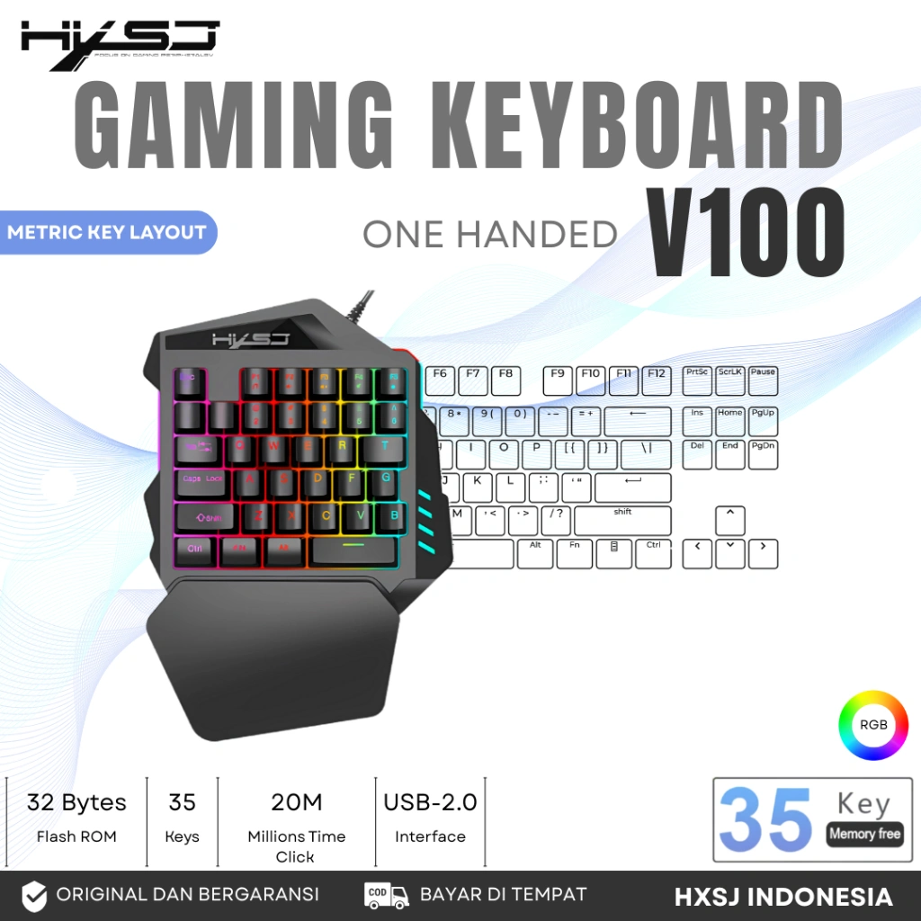 HXSJ V100 One Handed Game Keyboard RGB