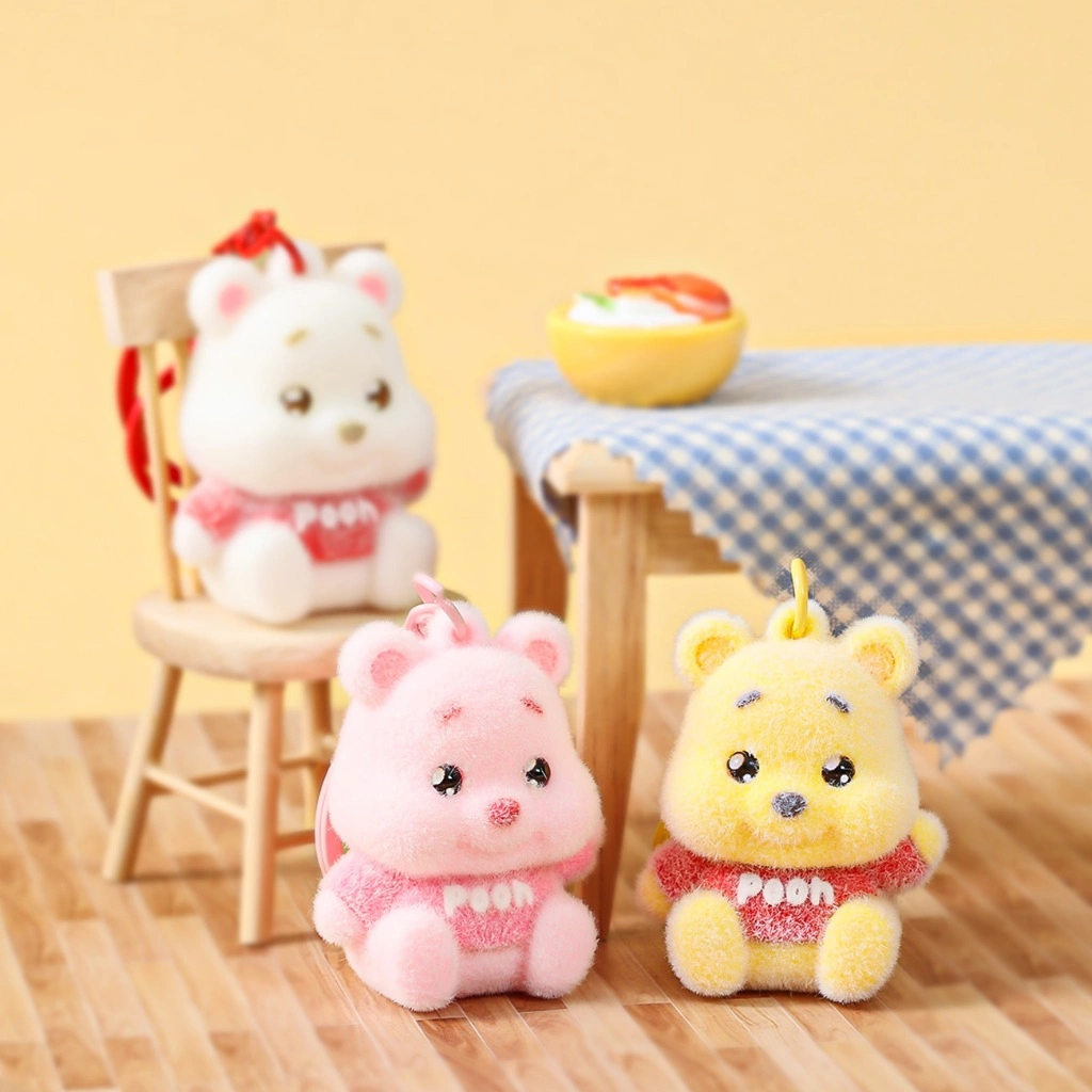Gantungan kunci berlapis bulu berbentuk beruang lucu | aksesoris kecil | Gantungan Kunci Viral Pooh