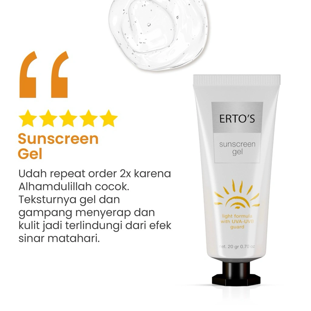 Erto's Sunscreen Gel /sunblock/untuk semua jenis kulit /SPF /UVA UVB Protector/Anti Flek /Anti Aging
