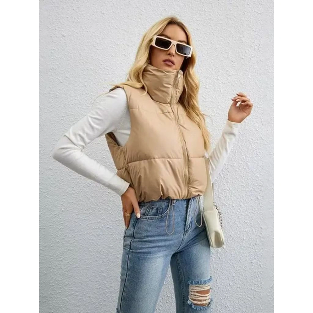 rompi jaket winter wanita crop/rompi lembut tebal /jaket musim dingin