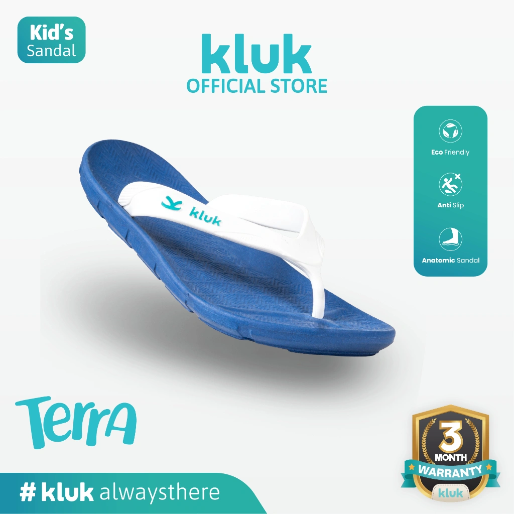 KLUK Sandal Jepit Anak - Terra Uno Esta BlueWhite(S) - Anatomic Premium Kids Sandal