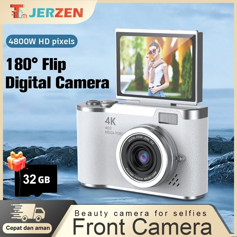 [COD] T-JERZEN Kamera Digital 48MP 8X Zoom Kamera Digicam Layar Balik 180° LCD 2,4 Inci 4K Vlog Anti Goyang Filter Kamera Pocket LK007
