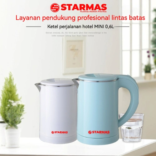 STARMAS Electric Kettle Teko Listrik 0,6 Liter 600 Watt Pemanas Air Stainless Steel Low watt