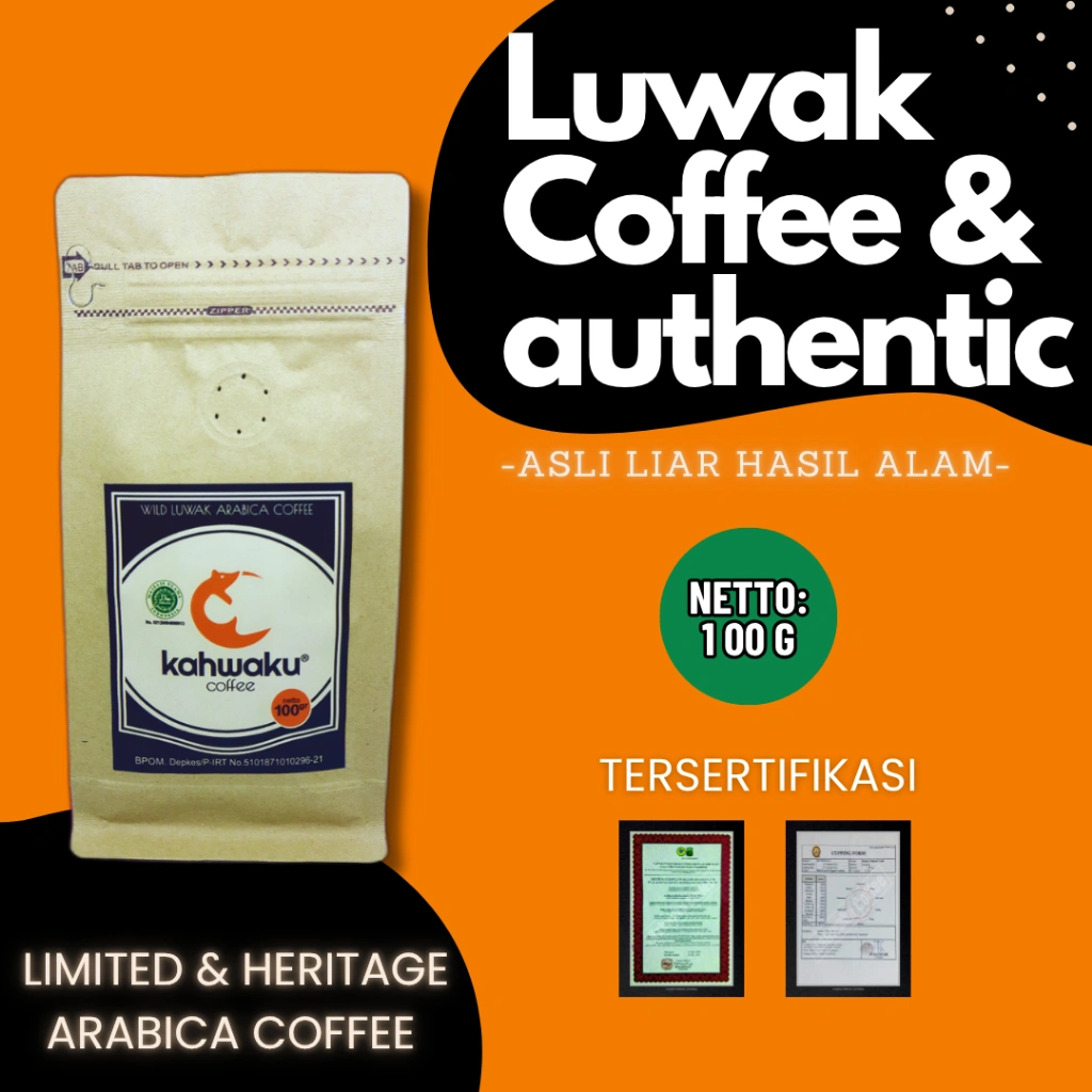 Kopi Luwak Liar Asli, Arabika Gayo 100g – Roasted/Bubuk Premium Sumatera Heritage Coffee & Eksklusif