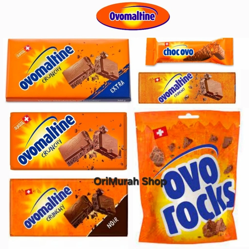 Coklat Ovomaltine Crunchy Noir Extra Chocolate Choc Ovo Rocks Cokelat Batangan Import Swiss