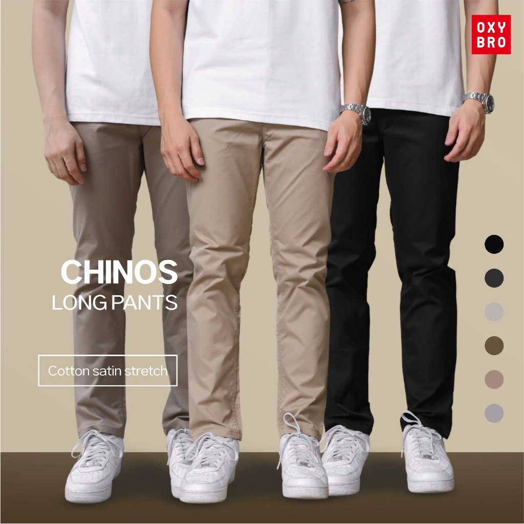 OXYBRO - Chinos Panjang | Celana Panjang Pria - Celana Slim Fit Pria - Celana Chinos Panjang