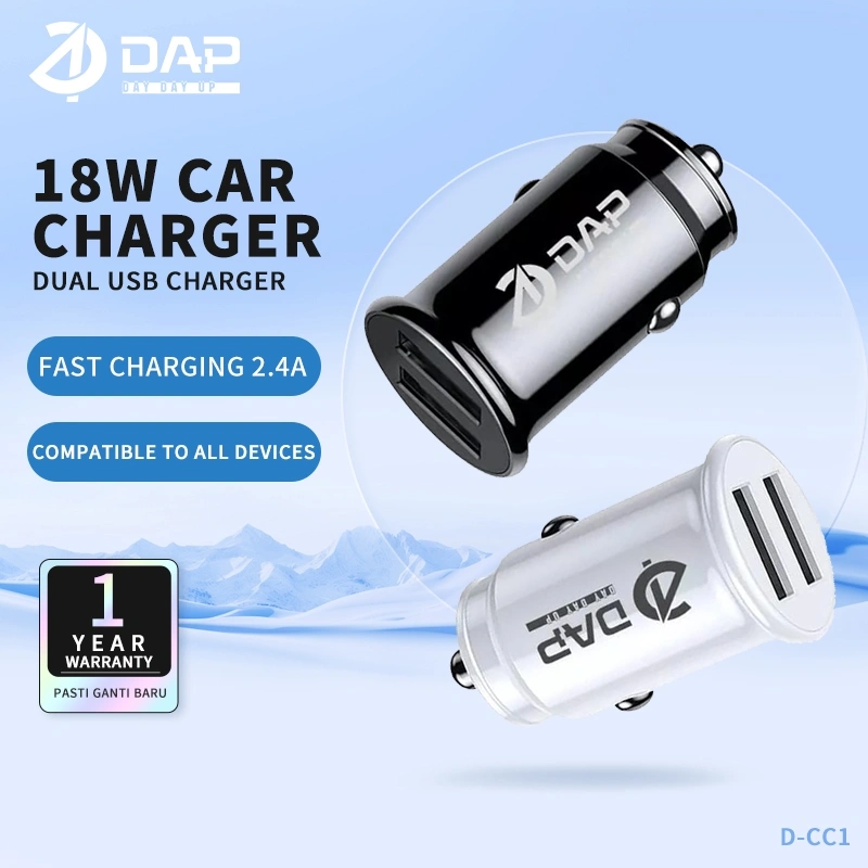 DAP D-CC1N Car Charger PD 18 watt 2.4A Dual Port USB Fast Charging - Garansi 1 Tahun