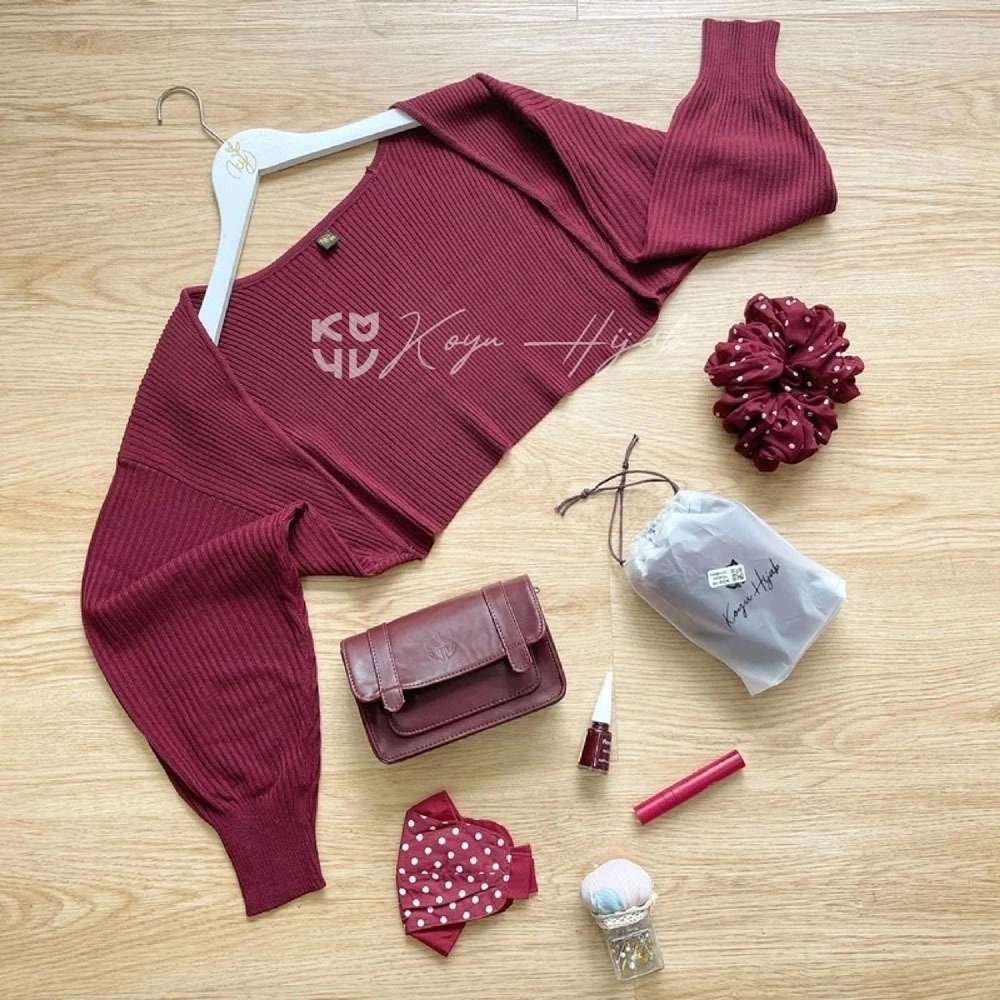 Koyu Hijab Bolero Rajut Premium Areta Knit Outer