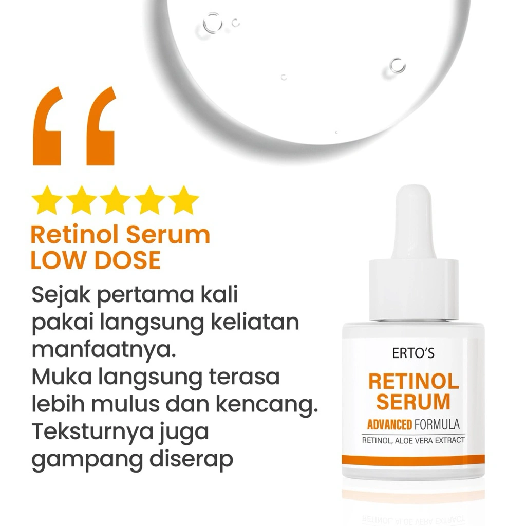 Erto's Retinol Serum Dosis Ringan Serum Memudarkan Flek Hiperpigmentasi AntiAging Melembabkan