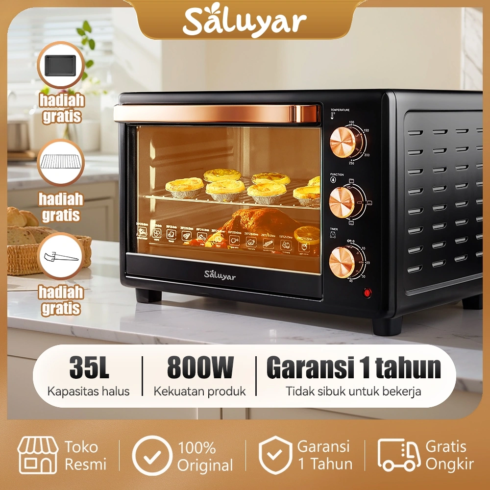 Saluyar KX3001 Oven Listrik Low Watt 33L/22L kualitas yang baik Pemanggang Kue Kontrol suhu independen
