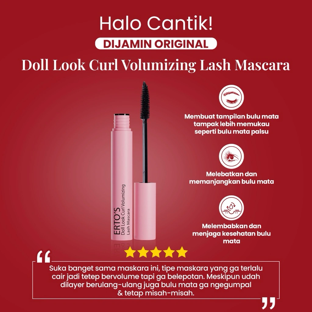 Erto's Dolls Looks Curl Volumizing Waterproof Mascara  Maskara  Waterproof /Tahan Lama maskara viral
