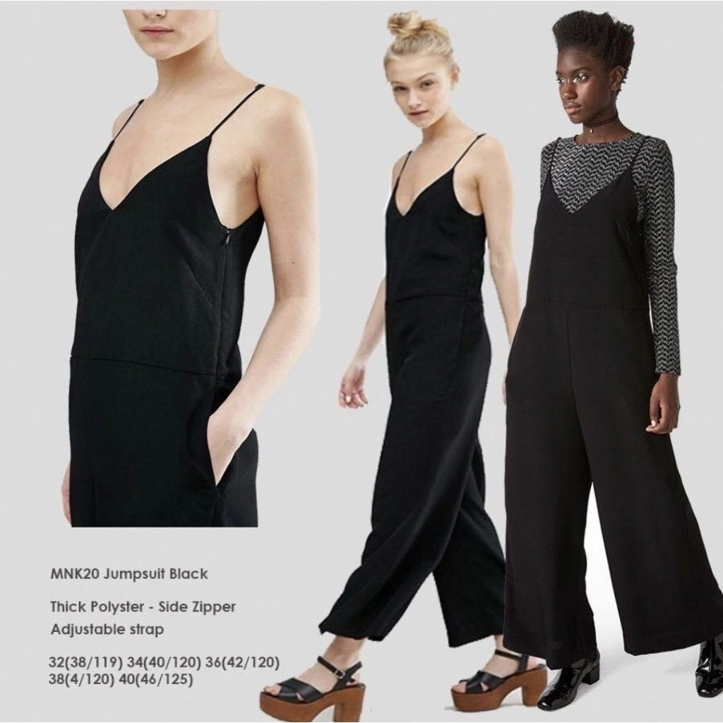Mnki Jumpsuit Black Side Zipper | Jumpsuit Wanita | Sisa Eksport Braded ori