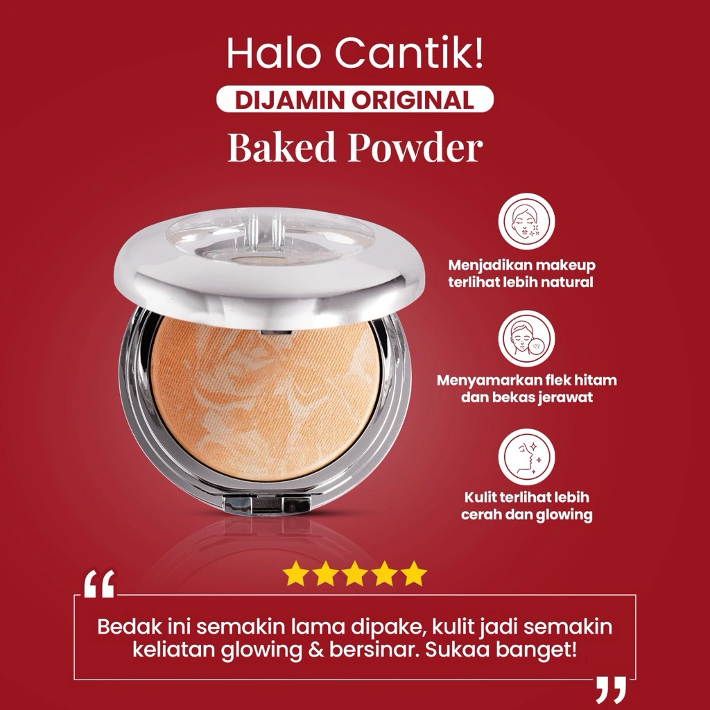 Baked Powder/bedak padat /Untuk kulit Berminyak /medium to high coverage /Compact Powder/Oil control