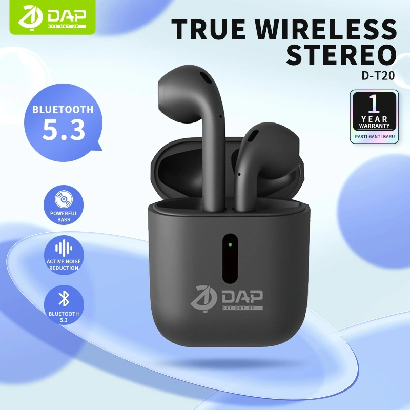DAP True Wireless Earbuds Bluetooth Earphone tws Bluetooth 5.3 HIFI Sound D-T20 - Garansi 1 Tahun