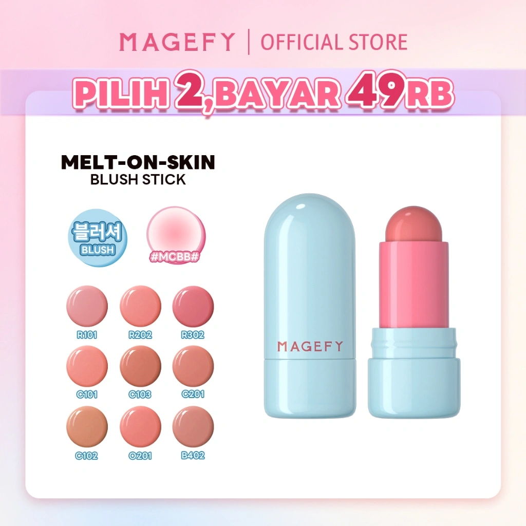 MAGEFY 6 Colors Blusher Highlighter Contour Stick Perona Pipi Yang Melembabkan Lip Gloss Matte Makeup Setting Spray Lembut Efek Riasan Alami Mencerahkan Dan Tiga Dimensi Facial Makeup MF-F08