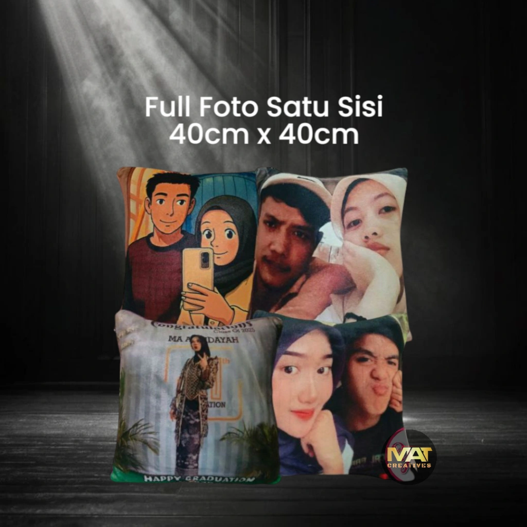 Bantal  Foto Custom Ukuran 40x40 Desain Bebas | GRATIS TAMBAH NAMA DAN EDITING FOTO