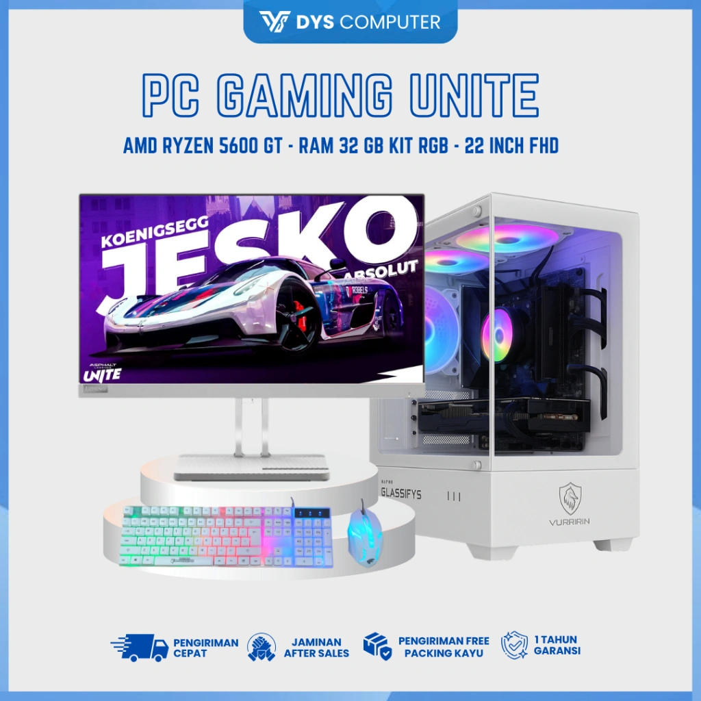 PC RYZEN 5 Fullset Gaming Editing RAM 32GB / 500GB / SSD / DDR 4 Unite