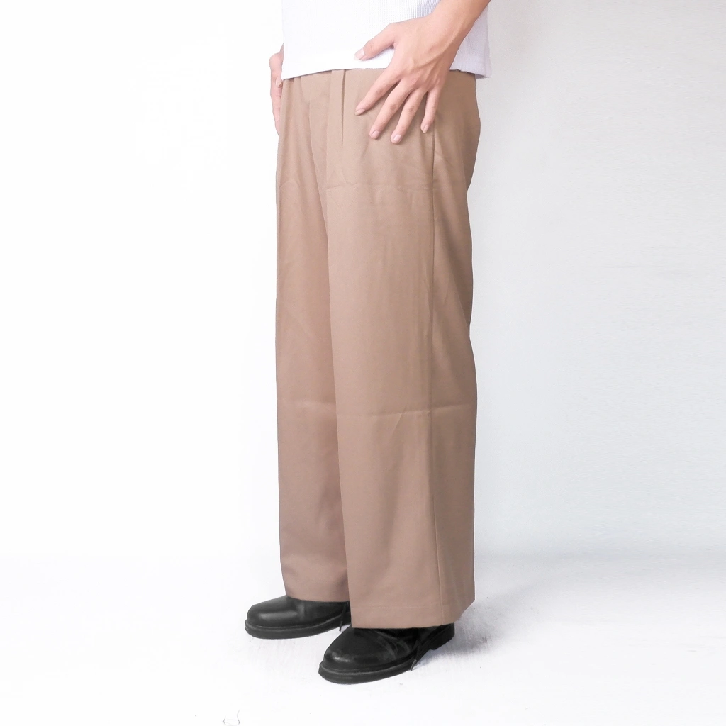FRDM Celana Panjang Pleated Trousers Celana Kantor Semi Wool Celana formal polos Pria Straight Fit Casual Hitam Kantor