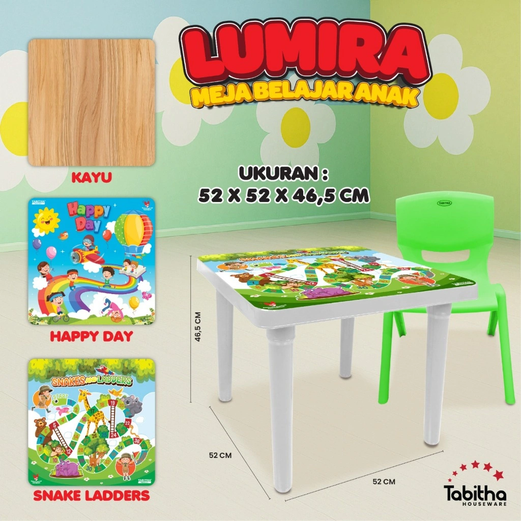 Tabitha Meja Anak Interaktif Meja Plastik Printing Bergambar Meja Bermain - Meja Lumira