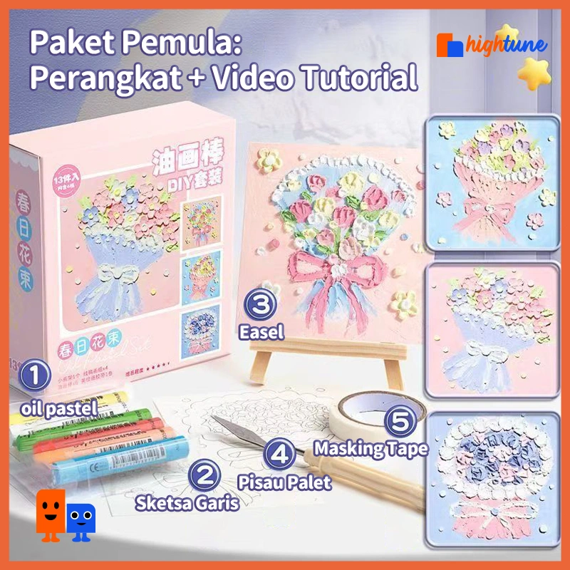 Hightune Oil Pastel Berkualitas SET/Crayon Set Lengkap 6 Warna Set Lengkap Alat Lukis Untuk Pemula