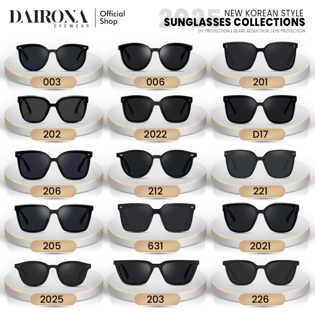 Dairona Eyewear Kacamata Hitam Sunglasses Anti Silau UV400 TR90 Korea Pria Dan Wanita Kotak Oval Bulat Sunglasses Gaya Korea S001