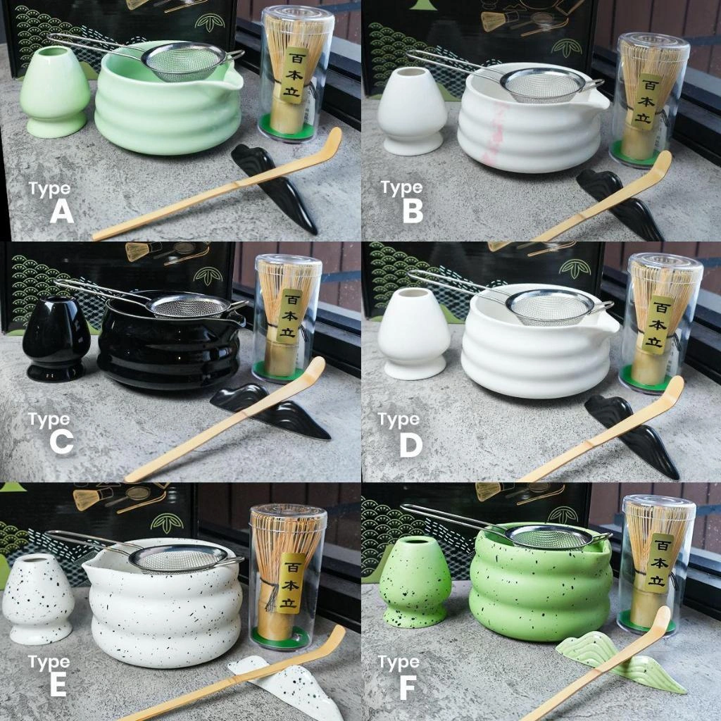 paket japanese matcha tea set 6pcs NEW / paket lengkap matcha bowl bamboo whisk tea brush stand holder strainer set / matcha maker