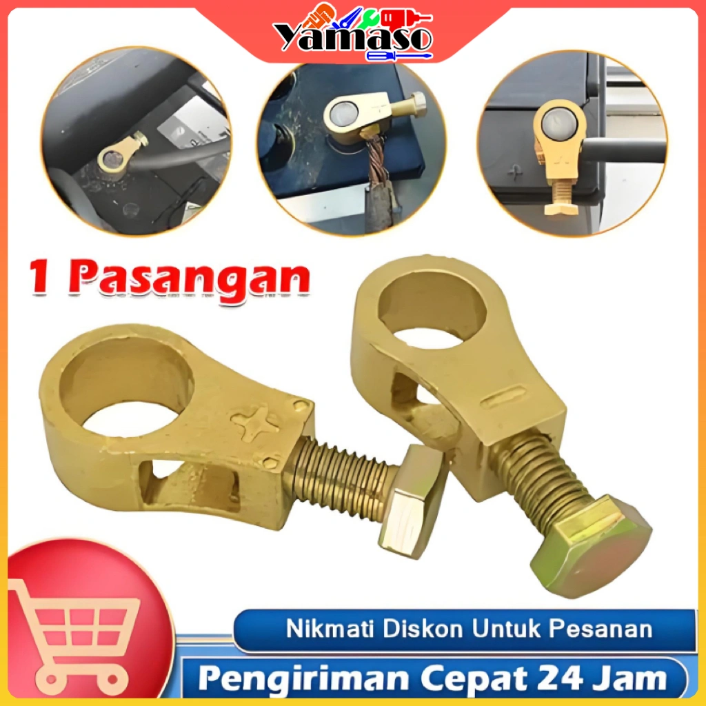 1Pasang Terminal Baterai Aki Mobil Adapter Konektor Jepit Aki Mobil