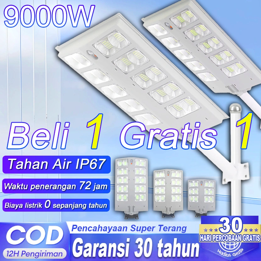 [Garansi 30 tahun] Lampu Jalan Tenaga Surya  outdoor otomatis nyala Lampu jalan LED 9000W 0 Biaya listrik tahun air IP67 kerangka anti petir Jarak Jauh smart kontrol jarang jauh stock tersedia