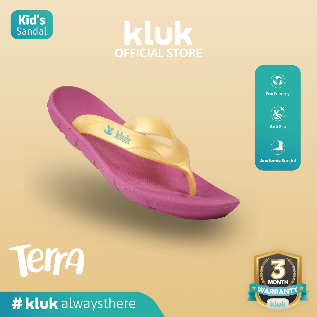 KLUK Sandal Jepit Anak - Terra Uno Meta Magenta - Anatomic Premium Kids Sandal [Metallic Strap]