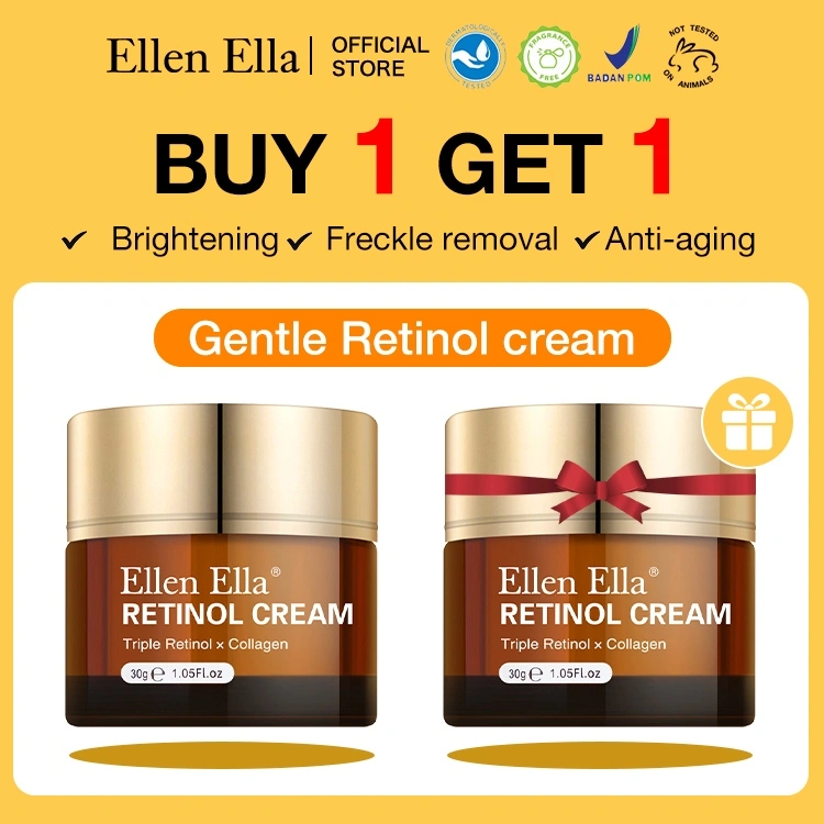 [Beli 1 Dapat 1] Ellen Ella Retinol Cream Anti Aging Kerut Collagen Moisturizer 30g Night Krim Face Cream Malam Untuk Pelembab Wajah Pemutih Kulit Anti-kerut Flek Hitam Krim Pelembab Wajah Melembabkan Dan Menghidrasi Mengecilkan Pori-pori Mencerahk