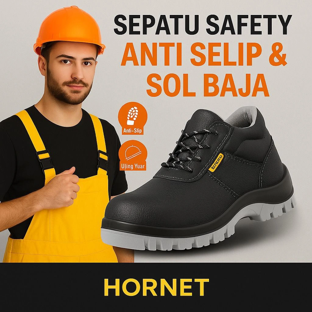 Hornet Sepatu Safety Shoes, Safety Toecap Pabrik/Proyek/Restoran, Superior Quality Sepatu Safety