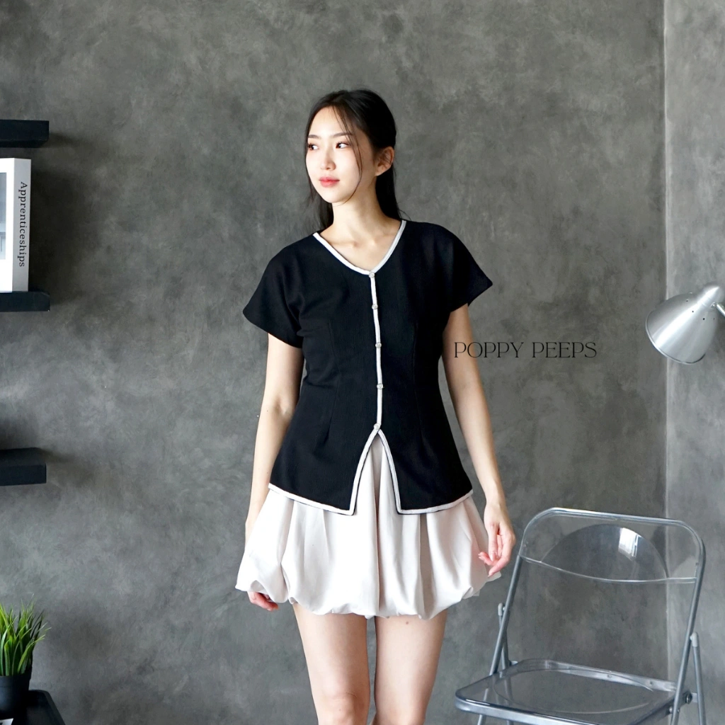 [ Poppypeeps ] HEBE TOP / Top Basic Knit / Atasan Wanita / Blouse Ribbed Knit Wanita