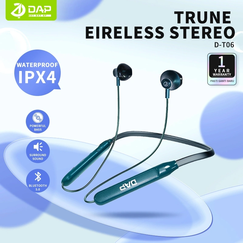 DAP Sport Bluetooth Earphone D-T06 Wireless Earphone Neckband Stereo with Magnetic Buds