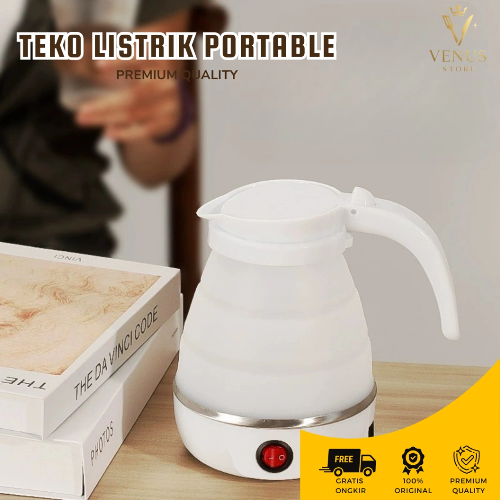 Venus Store - Teko Listrik Pemanas Air Kettle Portable Silikon 600ml / Teko Lipat Electric Camping