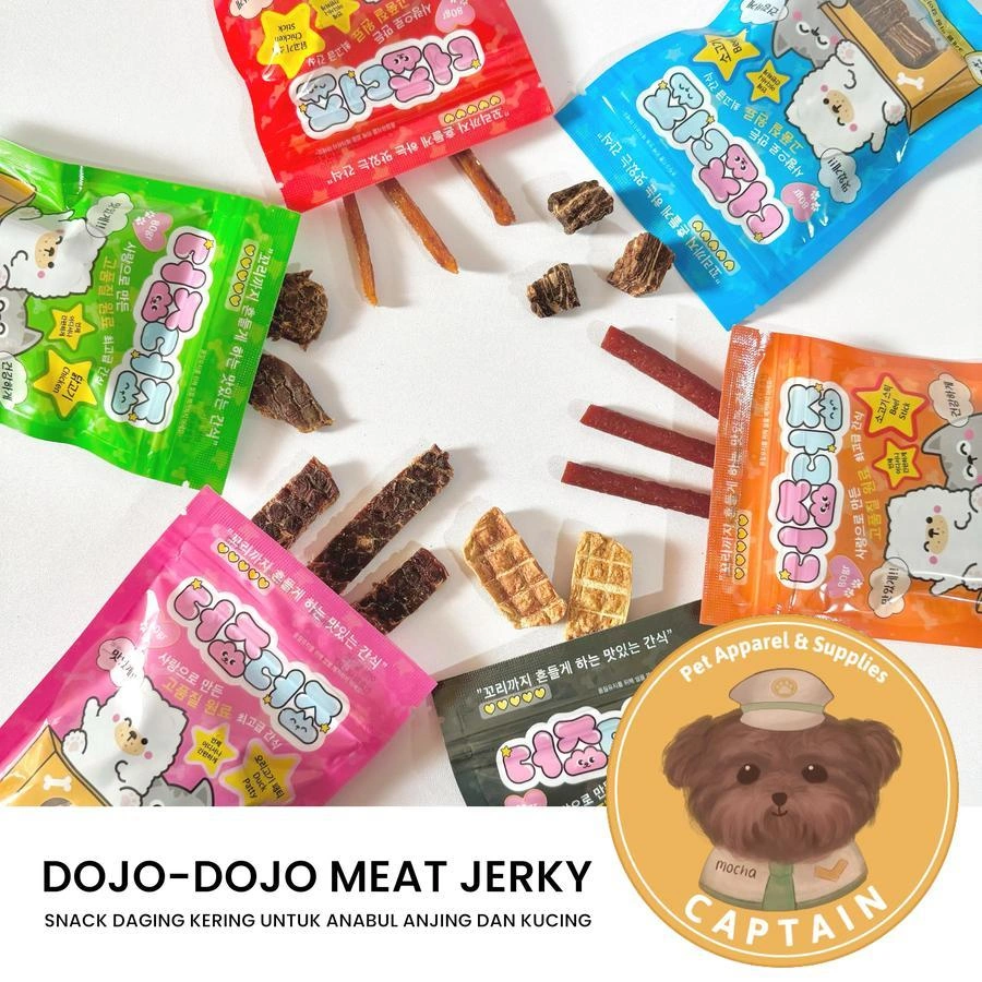 DOJO DOJO SNACK ANJING KUCING DOG TREATS CEMILAN DOGGY PET FOOD CHICKEN JERKY RABBIT JERKY SALMON PRAMA DOG SNACK HEWAN PELIHARAAN