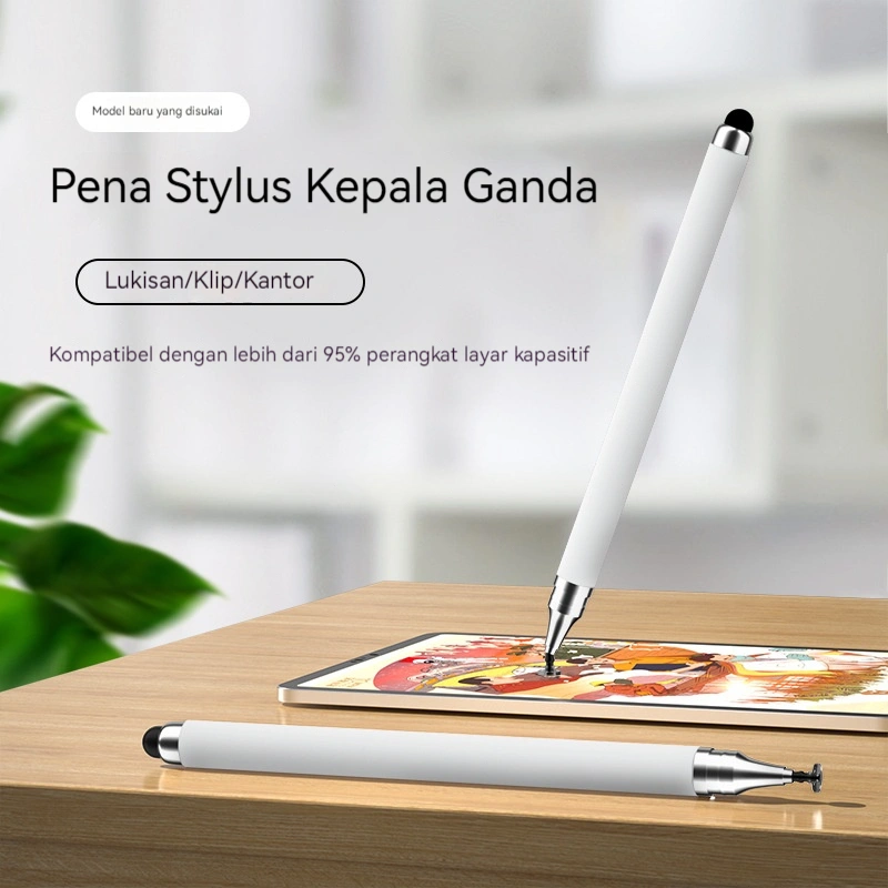Dual Head Stylus Pen 2in1 Universal For iPad Android Phone Tablet All Device Touch Pen/Universal Capacitive Stylus Ujung Silikon & Kapasitif untuk Video Editing,Gambar, Kantor, Edit Foto, Compatible dengan HP
