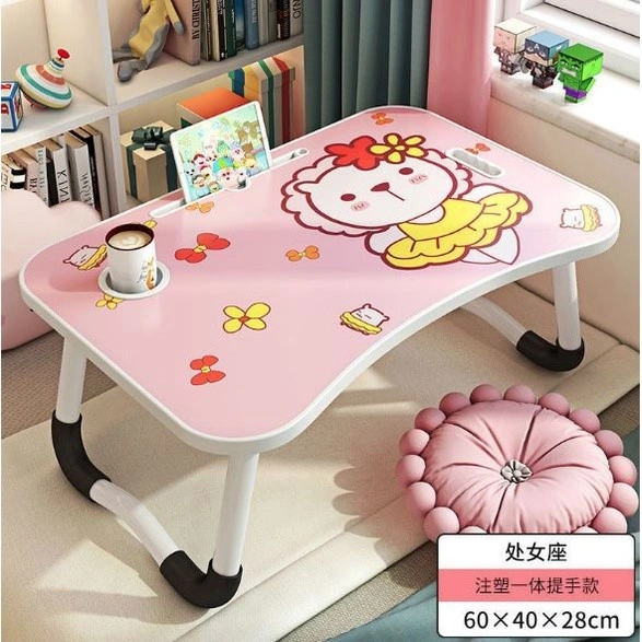 Meja Lipat Kayu Karakter Polos Motif Kayu Meja Plastik Lucu Traveling Friendly Meja Belajar Anak
