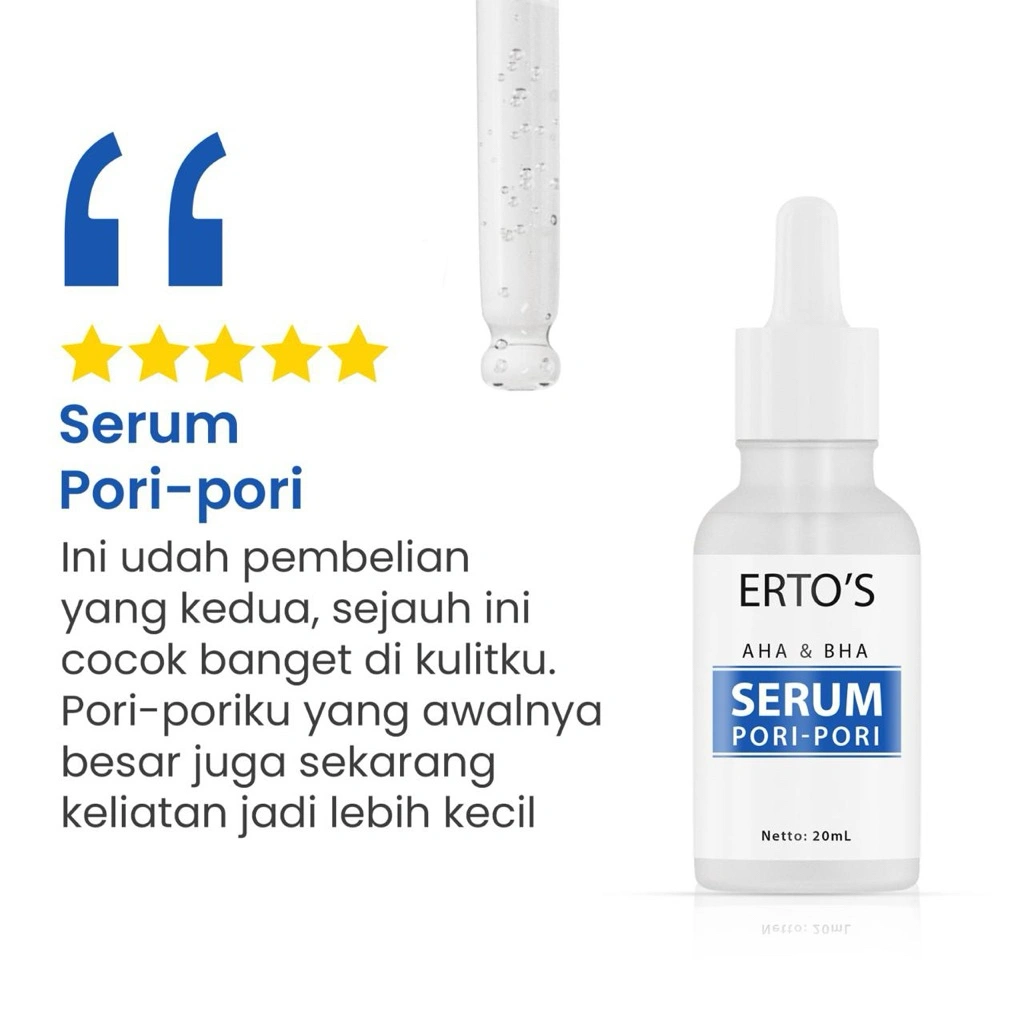 Erto's Serum Pori-Pori | Serum Pengecil Pori-Pori Mengencangkan Kulit dan Mengecilkan Pori-Pori Mengontrol Minyak Wajah