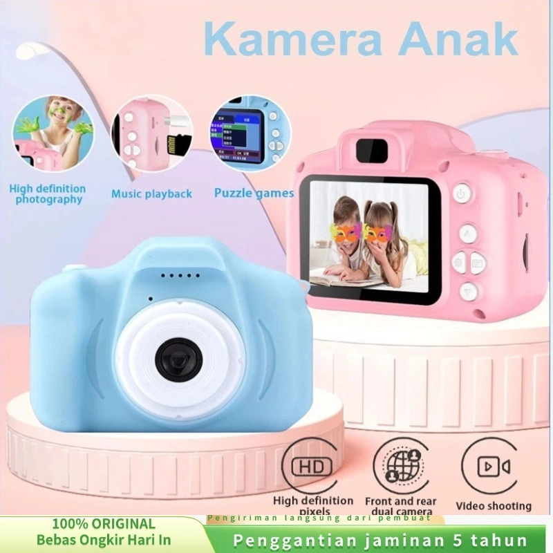 (COD/Gratis Ongkir) Kamera Anak Mini Digital Layar HD 3 Megapixel Kids Camera USB 2.0 IPS 80MP Mini Camera Kids Toy Mainan Foto Vlog Child Toys for Birthday Gifts