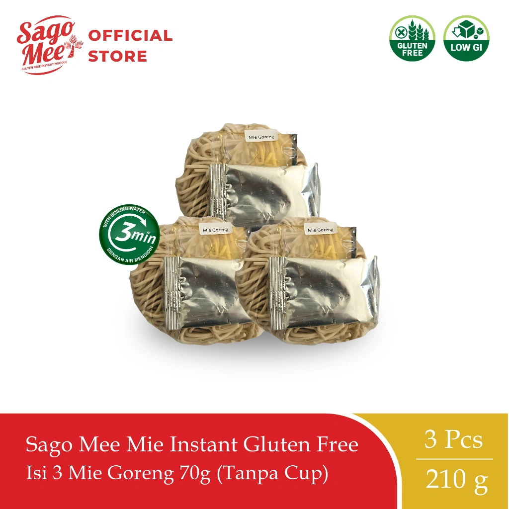 Sago Mee Gluten Free Mie Instan Mie Goreng 70g Triple Pack (Tanpa Cup)