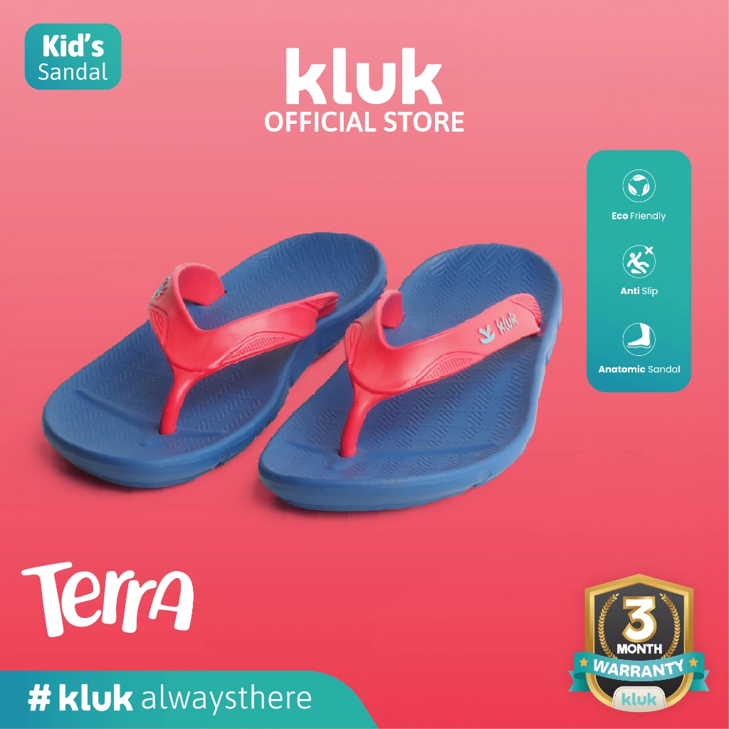 KLUK Sandal Jepit Anak - Terra Uno Esta BlueRed(S) - Anatomic Premium Kids Sandal