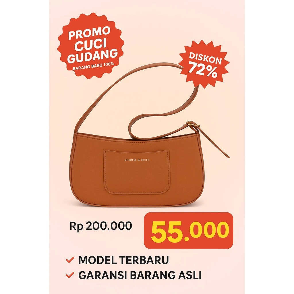 TAS BAHU WANITA CHARSEN N KEIT SIMPLE MOTIF POLOS TAS WANITA IMPORT#142