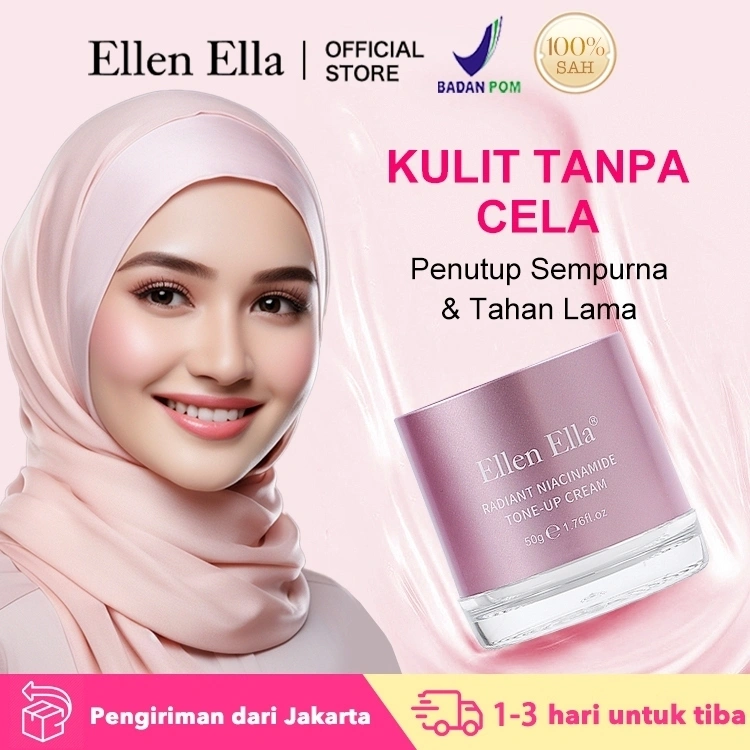 [BPOM] ELLEN ELLA 3 in 1 Niacinamide Tone Up Cream 50g SPF25+ PA++ Facial Moisturizing Sunscreen Pemutih Wajah Day Cream Moisturizer Brightening Pelembab Yang Mencerahkan Pelembab Wajah Skin Barrier Moisturizer Krim-1