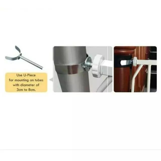 Spindle Baut Besi  Safety Gate di tiang bundar, penahan besi U Pagar Pengaman Pembatas Bayi