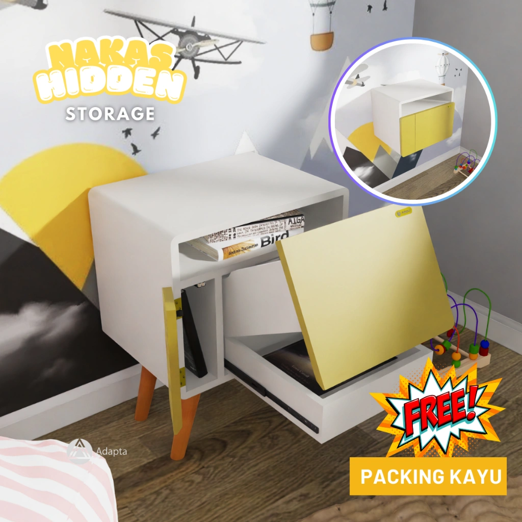 Adapta - Nakas Hidden Storage – Meja Samping Tempat Tidur dengan Laci Rahasia - NAKO-B2
