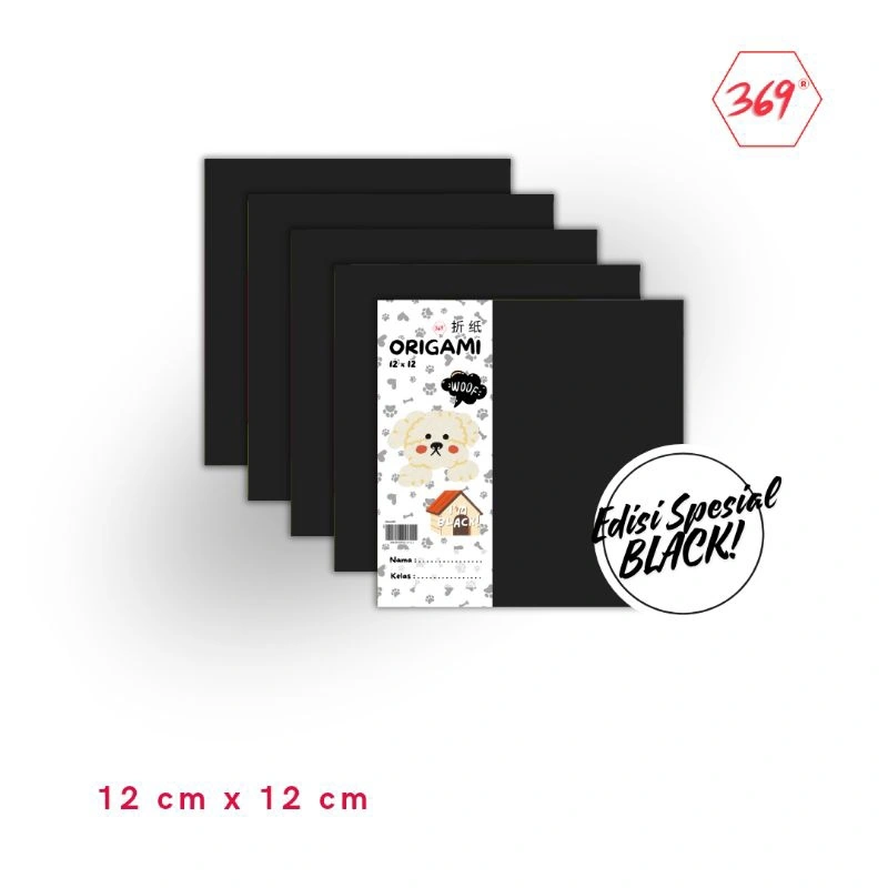 369 - Origami / Kertas Lipat warna hitam / black limited edition 12 x 12 isi 20 lembar